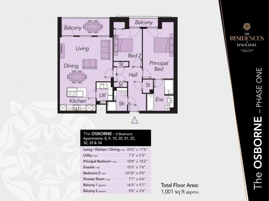 Apartment 8 , The Osborne, The Residences At Kings Hall, Balmoral, Balmoral Avenue, BT9
