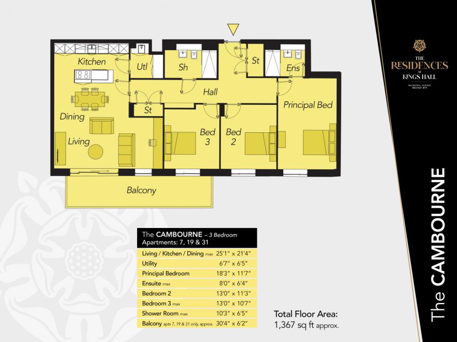 Apartment 7, The Cambourne, The Residences At Kings Hall, Balmoral (Belfast), Balmoral Avenue, BT9