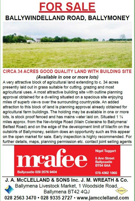 Ballywindelland Road, Approx 34 Acres With Site, Ballymoney, BT53 6QT